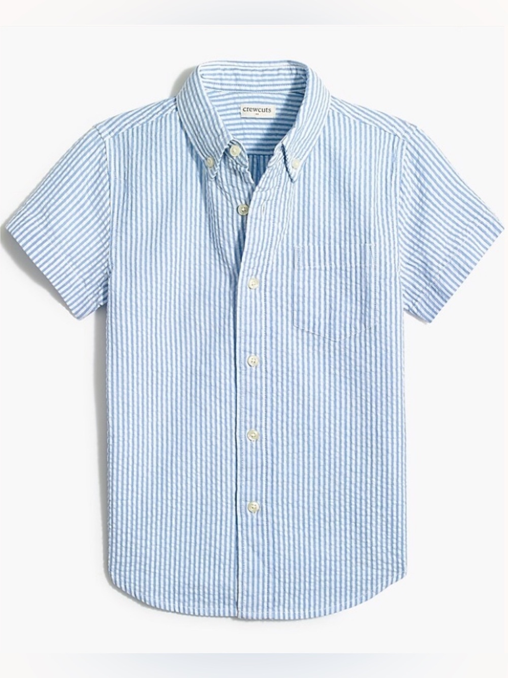 J. Crew Crewcuts Boys Classic Seersucker Short-Sleeve Shirt - Small (6-7)